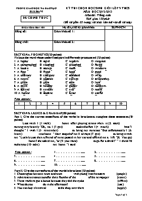 Kỳ thi chọn học sinh giỏi lớp 9 THCS năm học 2012 - 2013 môn thi Tiếng Anh